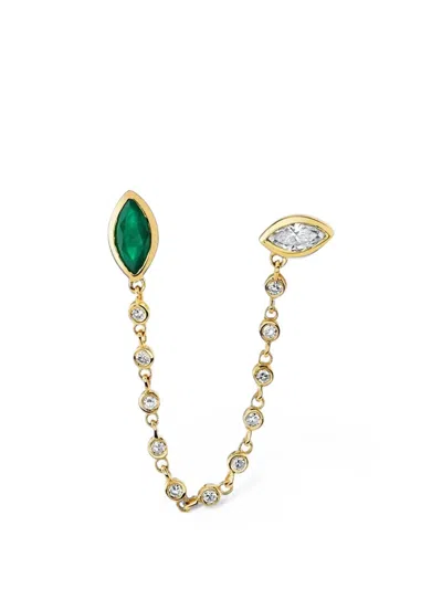 Shay Emerald And Diamond Chain Link Stud Earring In Multi