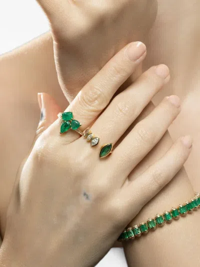 Shay Emerald And Diamond Cluster Ring In Green