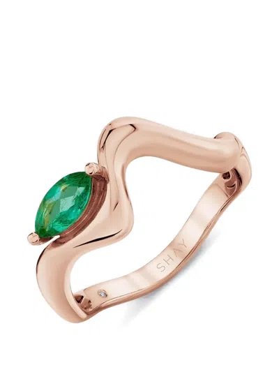 Shay Emerald Marquise Wave Ring In Gold
