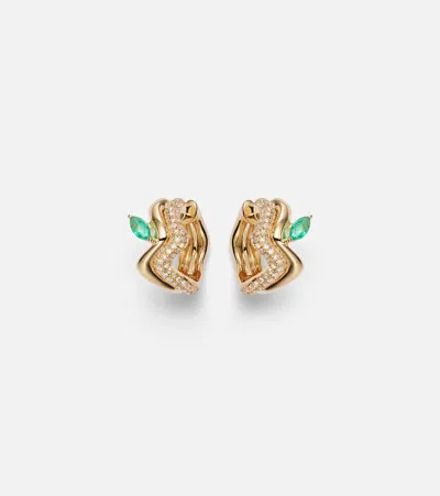 Shay Jewelry 18kt Gold (750/1000) Earrings With Diamonds And Emeralds