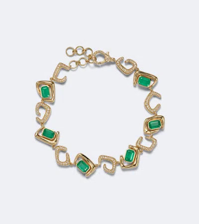 Shay Jewelry 18kt Gold Bracelet With Emeralds And Diamonds In Green
