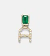 Shay Jewelry 18kt Gold Drop Earrings With Diamonds And Emeralds In Burgundy
