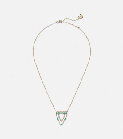 Shay Jewelry 18kt Gold Necklace With Emeralds And Diamonds In Metallic
