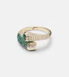 Shay Jewelry 18kt Gold Pinky Ring With Diamonds And Emeralds In Gold