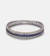 Shay Jewelry Diamond Pave Scales Stretch 18kt White Gold Bracelet With Sapphires And Diamonds In Silver