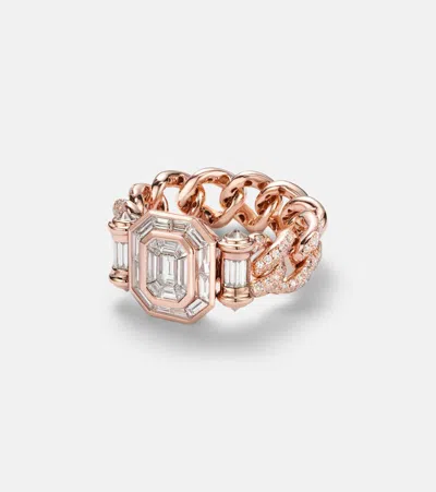 Shay Jewelry Halo Link 18kt Rose Gold Ring With Diamonds