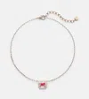 Shay Jewelry Halo Mini 18kt Rose Gold Necklace With Diamonds And Ruby In Gold