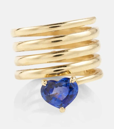 Shay Jewelry Heart Spiral 18kt Gold Ring With Sapphire