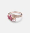 Shay Jewelry Mixed Bypass 18kt Rose Gold Pinky Ring With Diamonds And Sapphires In Gold
