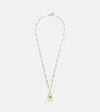 Shay Jewelry Radiant Deco 18kt Gold Pendant Necklace With Pink Sapphires And Diamonds In Multi