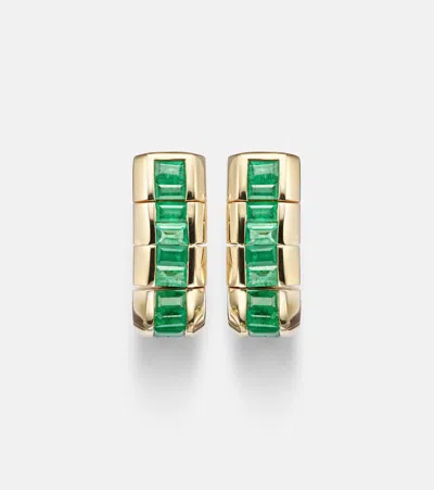 Shay Jewelry Scales 18kt Gold Earrings With Emeralds