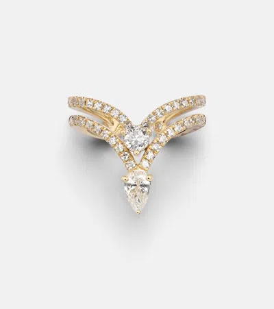 Shay Jewelry Stacked Chevron 18kt Gold Ear Cuff With Diamonds