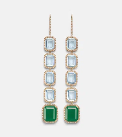 Shay Jewelry Tier Portrait 18kt Gold Drop Earrings With Topaz, Agate, And Diamonds In Multi