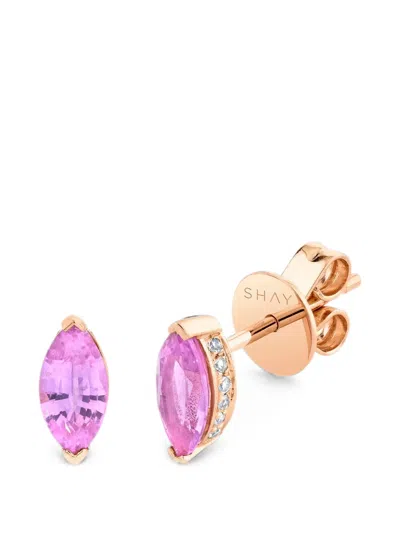 Shay Logo-detail Sapphire And Diamond Earrings In Pink