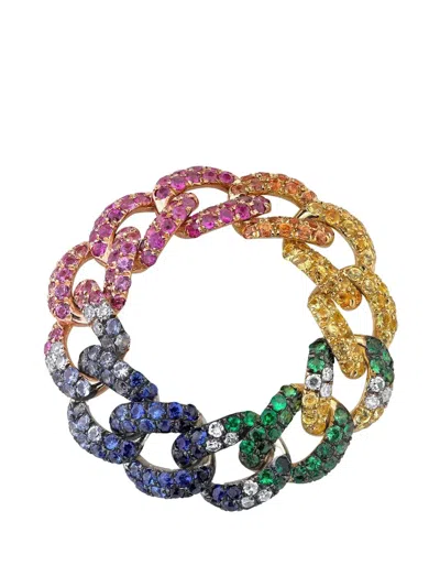 Shay Medium Rainbow Sapphire Ring In Animal Print