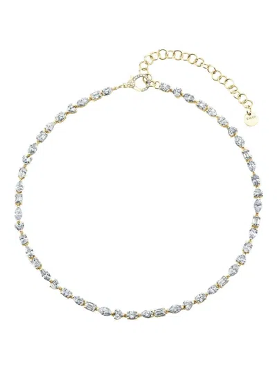 Shay Mini-mixed Diamond Tennis Necklace In Metallic