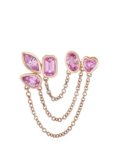Shay Pink Sapphire Chain Link Stud Earring In Multi