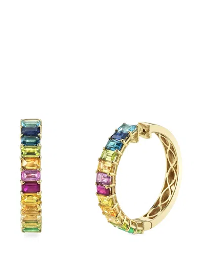 Shay Rainbow Multi-stone Hoop Earrings
