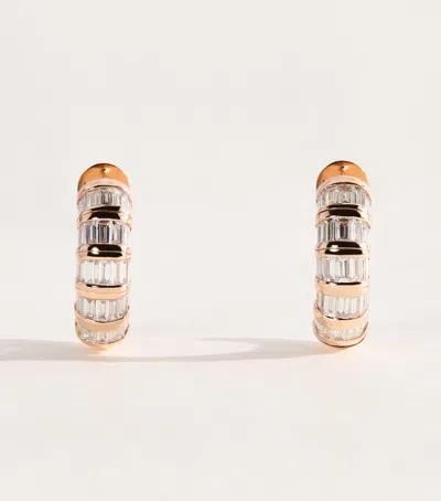 Shay Rose Gold And Diamond Baguette Earrings