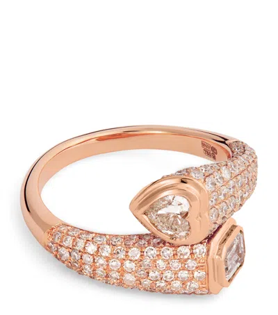 Shay Rose Gold And Diamond Bypass Pinky Ring In White