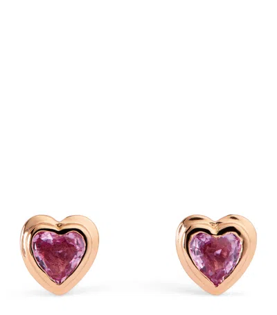 Shay Rose Gold And Sapphire Heart Stud Earrings