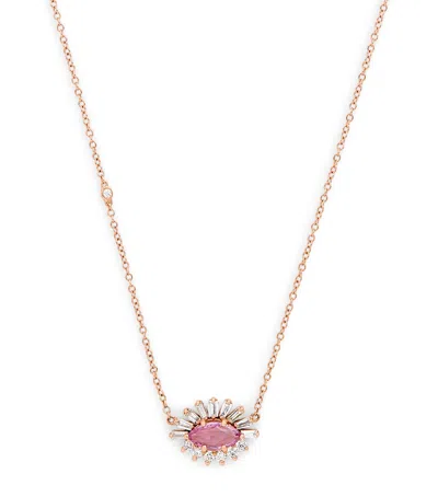 Shay Rose Gold, Diamond And Pink Sapphire Evil Eye Necklace