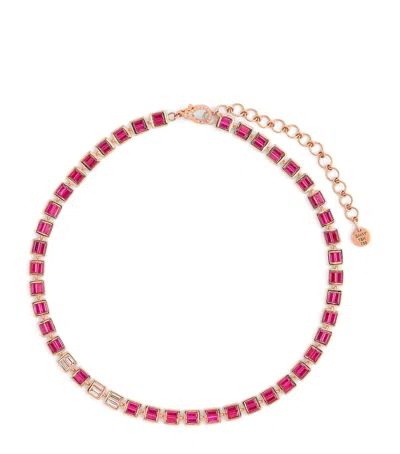 Shay Rose Gold, Diamond And Ruby Deco Choker