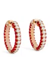 Shay Rose Gold, Diamond And Ruby Three-sided Hoop Earrings In Rose Gold