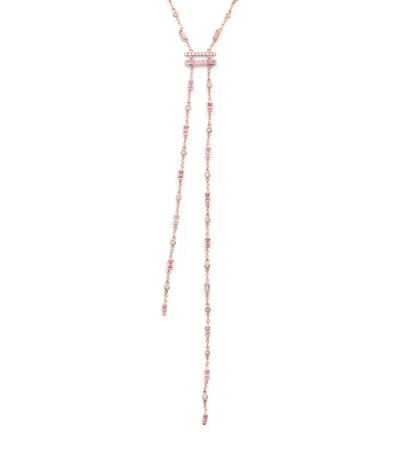 Shay Rose Gold, Diamond And Sapphire Cascade Y Necklace In Pink