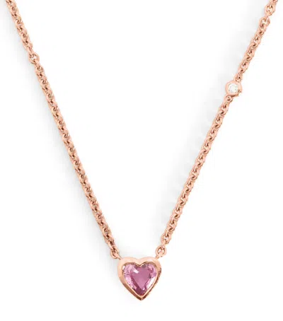 Shay Rose Gold, Sapphire And Diamond Heart Necklace In Multi