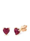 Shay Ruby Heart Studs In Burgundy