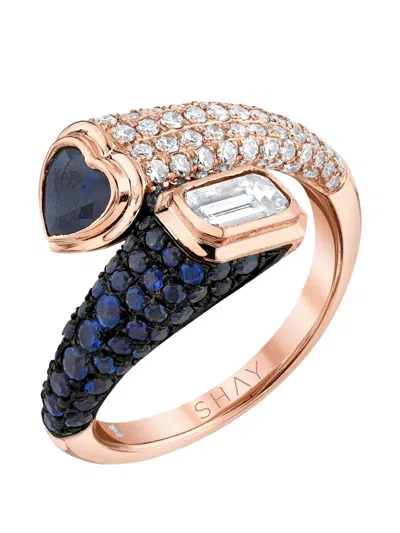 Shay Sapphire And Diamond Heart Ring In Pink