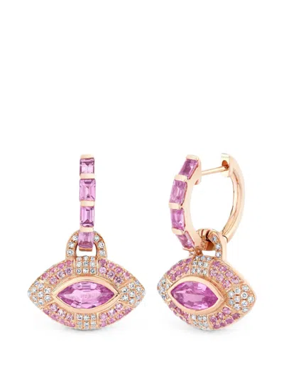 Shay Sapphire And Diamond Hoop Earrings In Gold