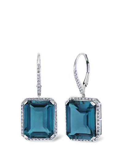 Shay Topaz And Diamond Earrings In Silver