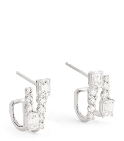 Shay White Gold And Diamond Double Stick Stud Earrings