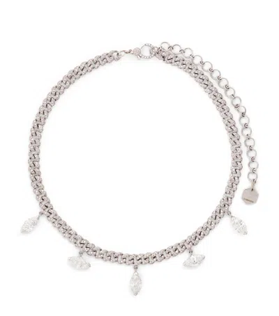Shay White Gold And Marquise Diamond Pavé Link Choker Necklace
