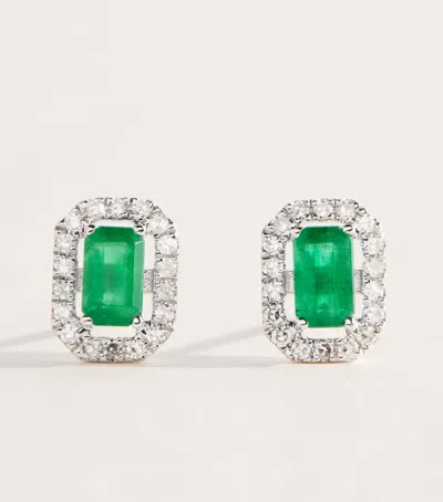 Shay White Gold, Diamond And Emerald Mini Me Earrings