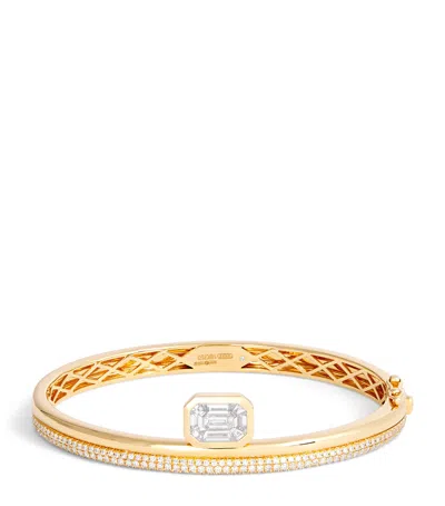 Shay Yellow Gold And Diamond Floating Bezel Bangle