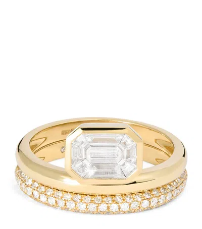 Shay Yellow Gold And Diamond Floating Bezel Ring