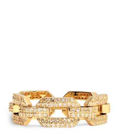 Shay Yellow Gold And Diamond Pavé Link Ring