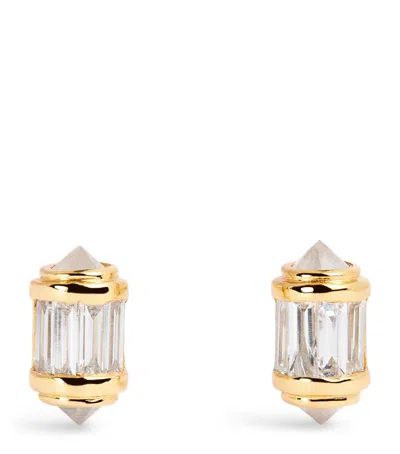 Shay Yellow Gold And Diamond Ripple Stud Earrings
