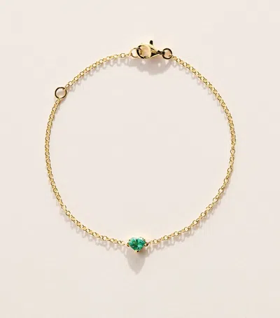 Shay Yellow Gold And Emerald Baby Heart Bracelet