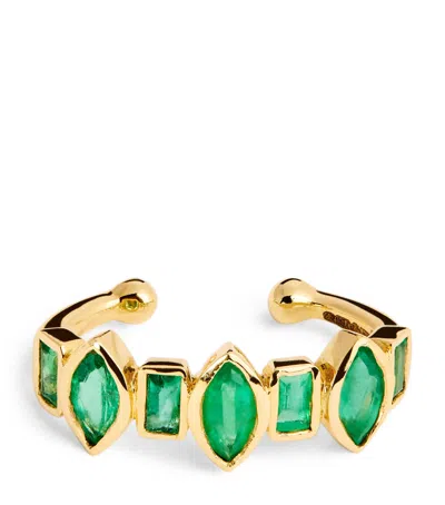 Shay Yellow Gold And Emerald Ear Cuff