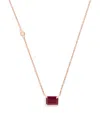 Shay Yellow Gold And Ruby Solitaire Necklace In Rose Gold