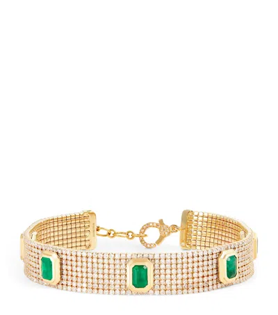 Shay Yellow Gold, Diamond And Emerald Deco Bracelet