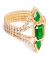 Shay Yellow Gold, Diamond And Emerald Deco Stacked Thread Ring In Gold