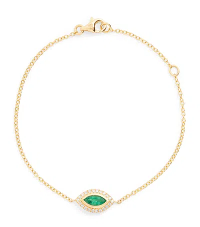 Shay Yellow Gold, Diamond And Emerald Evil Eye Bracelet