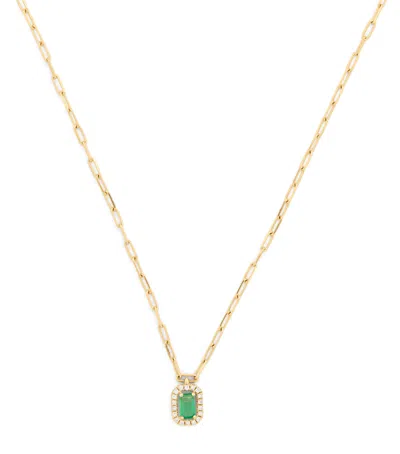 Shay Yellow Gold, Diamond And Emerald Mini Me Necklace