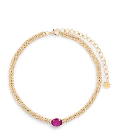 Shay Yellow Gold, Diamond And Ruby Necklace