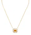 Shay Yellow Gold, Diamond And Sapphire Halo Mini Deco Pendant Necklace In Gold